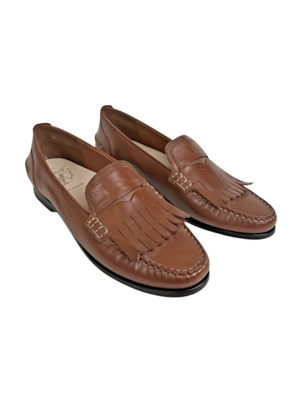 Cole Haan Brown Leather Kiltie Loafers Womens Size 8B Penny Loafer Preppy